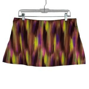 Victoria Secret Bathing Suit Bottom Cover Skirt brown yellow women's Large Y2K